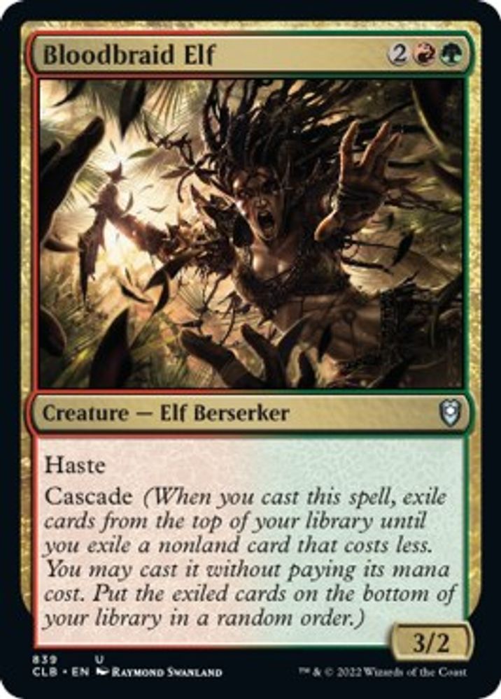 2022 Magic: The Gathering: Commander Legends: Battle for Baldur's Gate (CLB) - Bloodbraid Elf (#839, Uncommon) (, Near Mint)