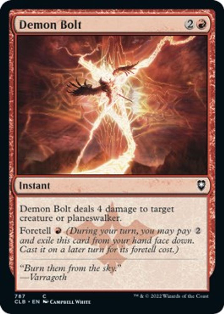 2022 Magic: The Gathering: Commander Legends: Battle for Baldur's Gate (CLB) - Demon Bolt (#787, Common) (, Near Mint)