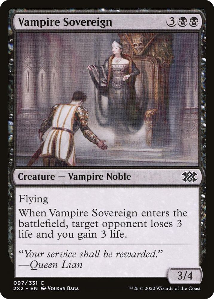 2022 Magic: The Gathering: Double Masters 2022 (2X2) - Vampire Sovereign (#97, Common) (, Near Mint)