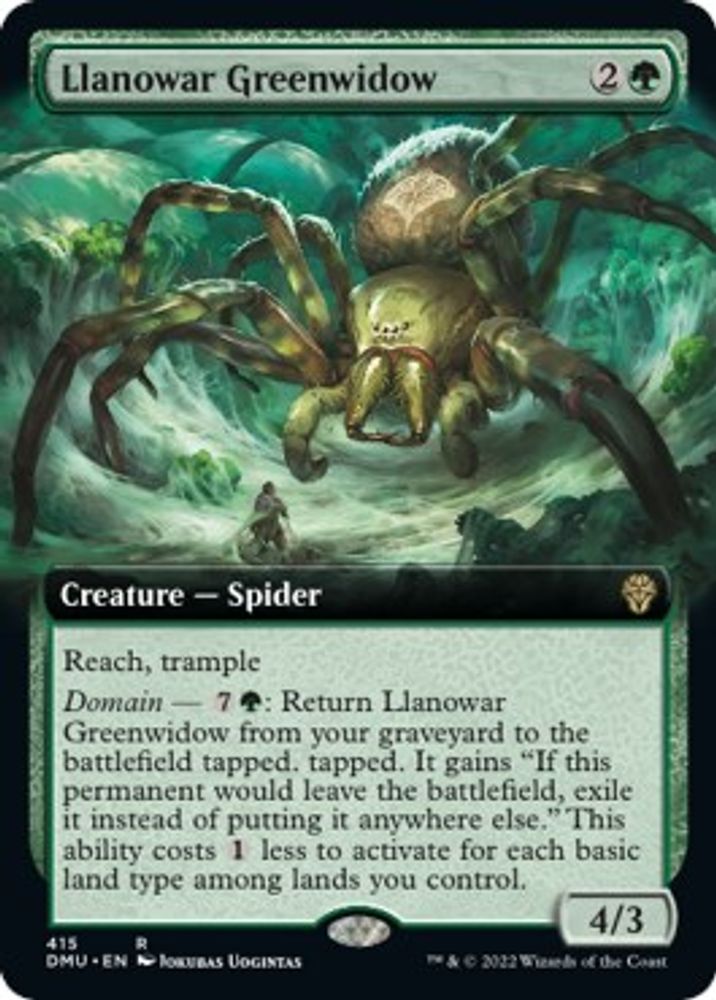 2022 Magic: The Gathering: Dominaria United (DMU) - Llanowar Greenwidow Extended Art (#415, Rare) (Foil, Near Mint)