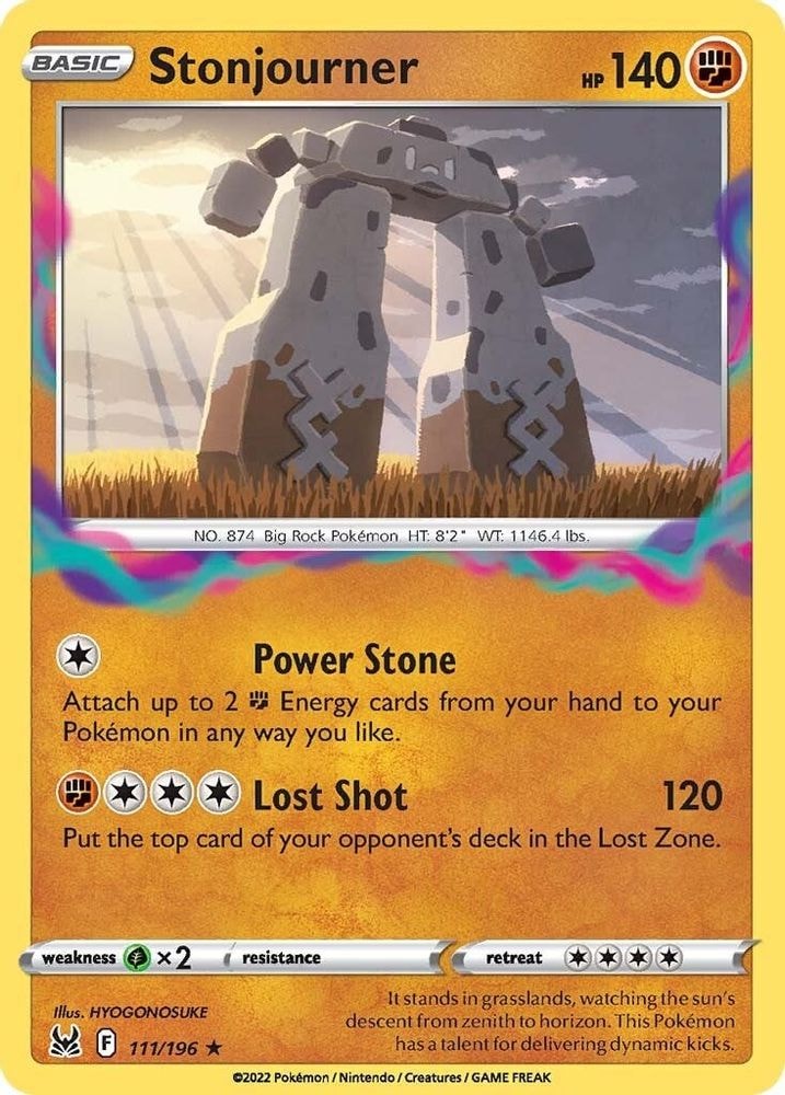 2022 Pokemon: SWSH11: Lost Origin (SWSH11) - Stonjourner (#111/196, Rare) (, Near Mint)