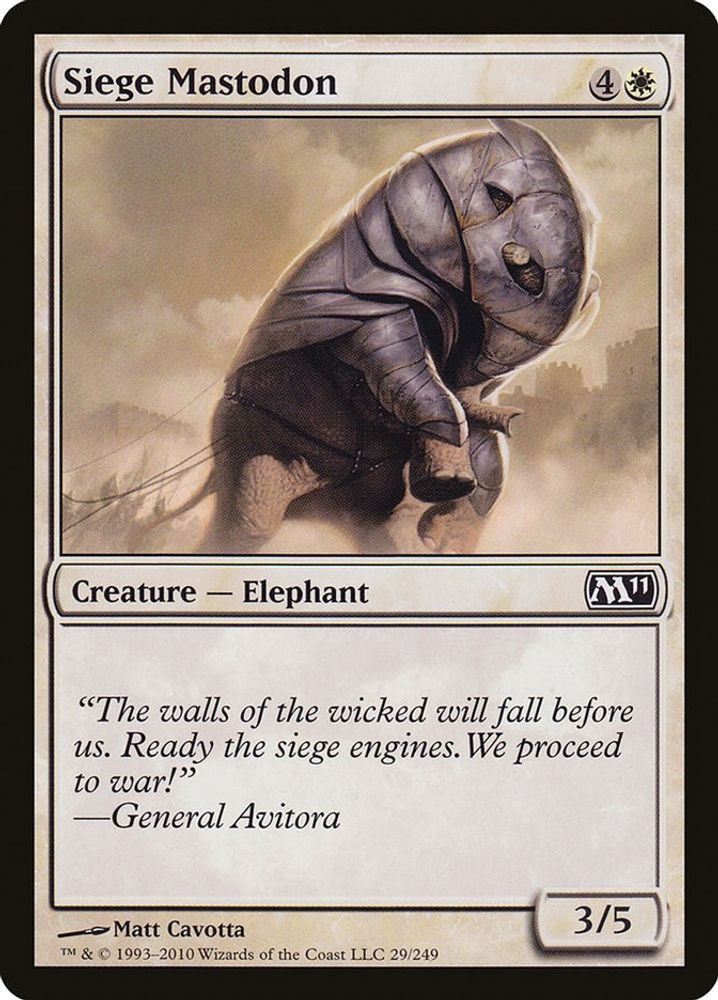 2010 Magic: The Gathering: Magic 2011 (M11) (M11) - Siege Mastodon (#29, Common) (, Near Mint)