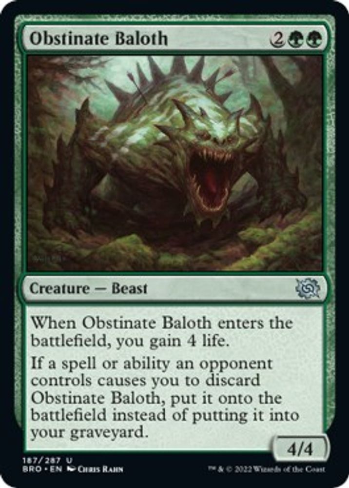 2022 Magic: The Gathering: The Brothers' War (BRO) - Obstinate Baloth (#187, Uncommon) (, Near Mint)