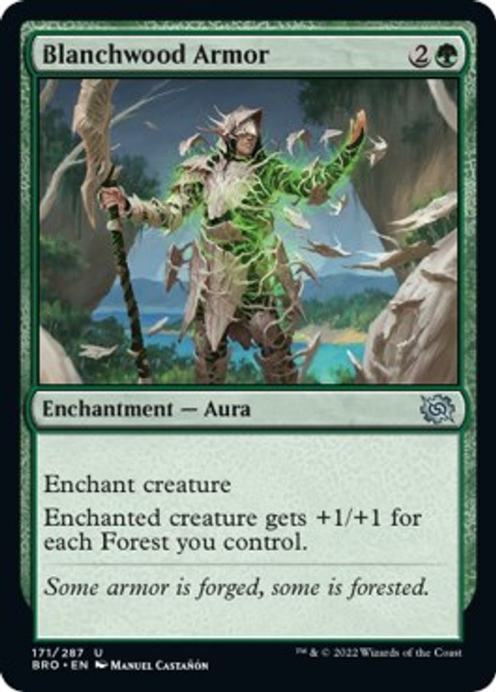 2022 Magic: The Gathering: The Brothers' War (BRO) - Blanchwood Armor (#171, Uncommon) (, Near Mint)