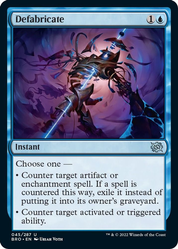 2022 Magic: The Gathering: The Brothers' War (BRO) - Defabricate (#45, Uncommon) (, Near Mint)