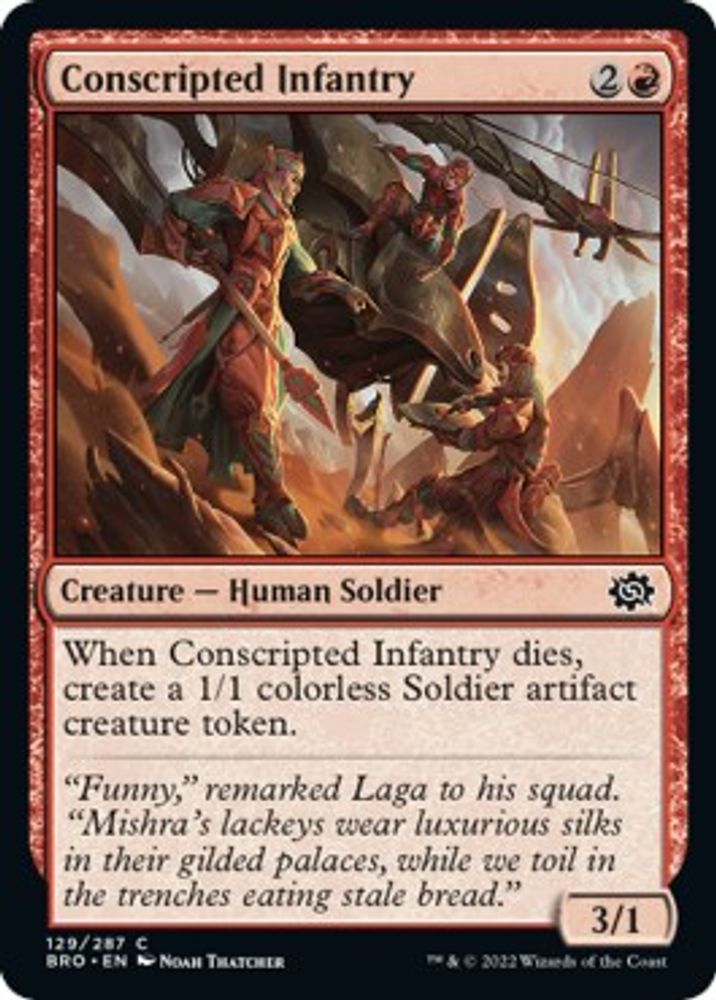 2022 Magic: The Gathering: The Brothers' War (BRO) - Conscripted Infantry (#129, Common) (, Near Mint)