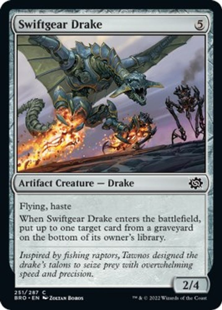 2022 Magic: The Gathering: The Brothers' War (BRO) - Swiftgear Drake (#251, Common) (, Near Mint)