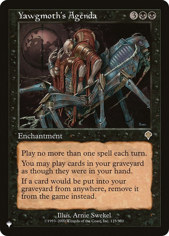 2026 Magic: The Gathering: The List Reprints (LIST) - Yawgmoth's Agenda (#INV-135, Rare) (, Near Mint)