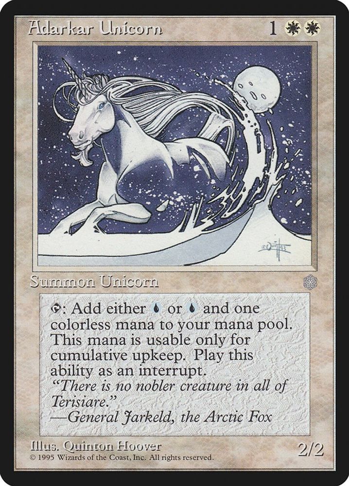 1995 Magic: The Gathering: Ice Age (ICE) - Adarkar Unicorn (#1, Common) (, Near Mint)