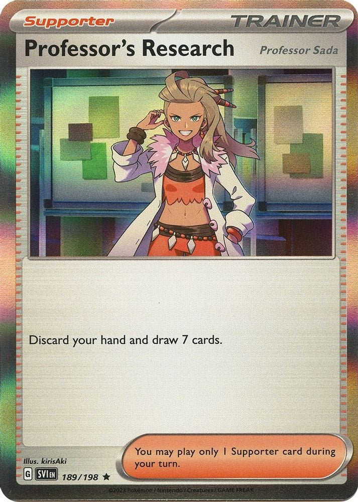2023 Pokemon: SV01: Scarlet & Violet Base Set (SVI) - Professor's Research [Professor Sada] - 189/198 (#189/198, Rare) (Holofoil, Near Mint)