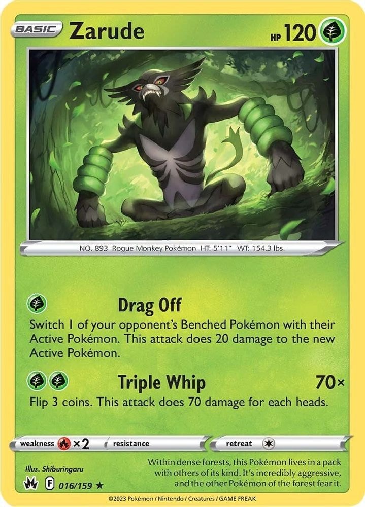 2023 Pokemon: SWSH: Crown Zenith (CRZ) - Zarude (#016/159, Holo Rare) (Holofoil, Near Mint)
