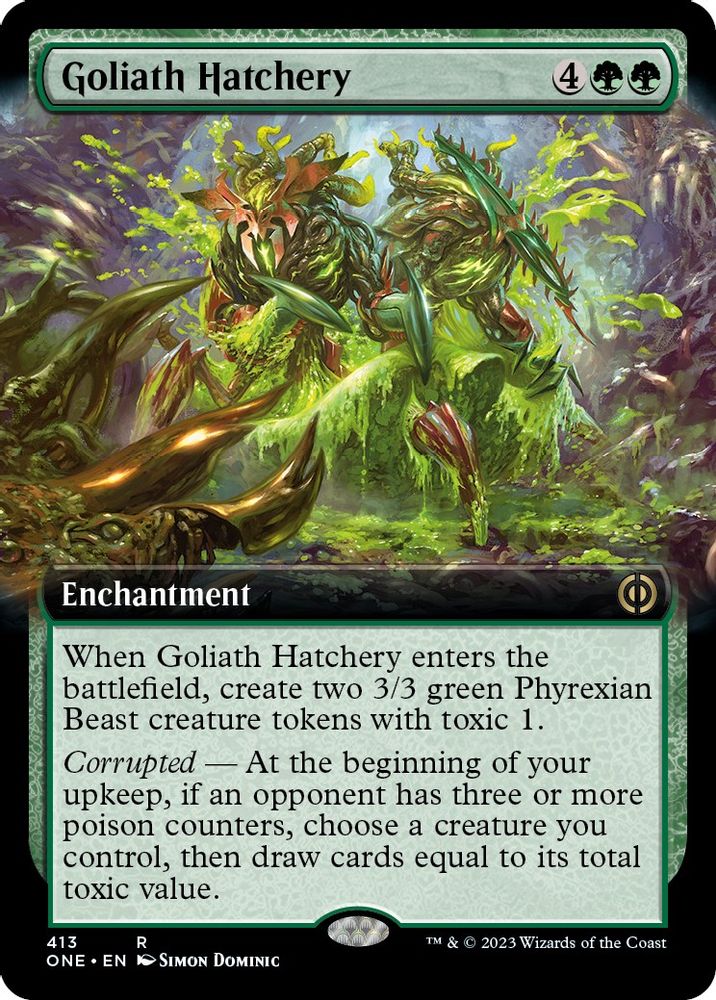 2023 Magic: The Gathering: Phyrexia: All Will Be One (ONE) - Goliath Hatchery Extended Art (#413, Rare) (, Near Mint)