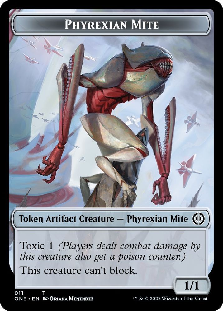 2023 Magic: The Gathering: Commander: Phyrexia: All Will Be One (ONC) - Phyrexian Mite Phyrexian Insect Double Sided Token (#11 // 15, T) (, Near Mint)