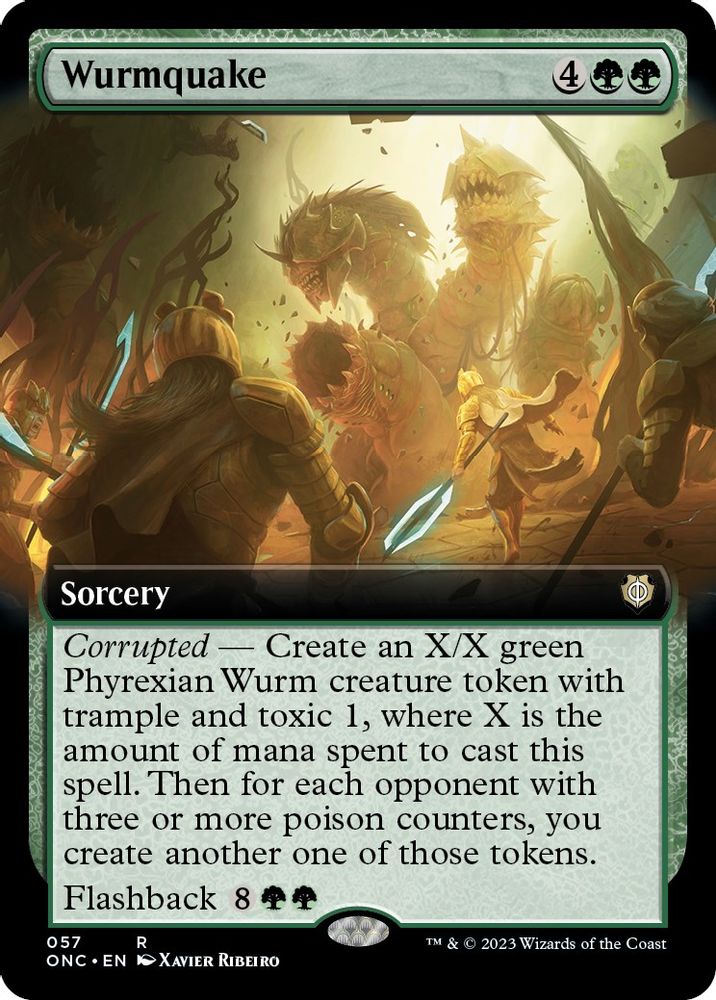2023 Magic: The Gathering: Commander: Phyrexia: All Will Be One (ONC) - Wurmquake Extended Art (#57, Rare) (, Near Mint)