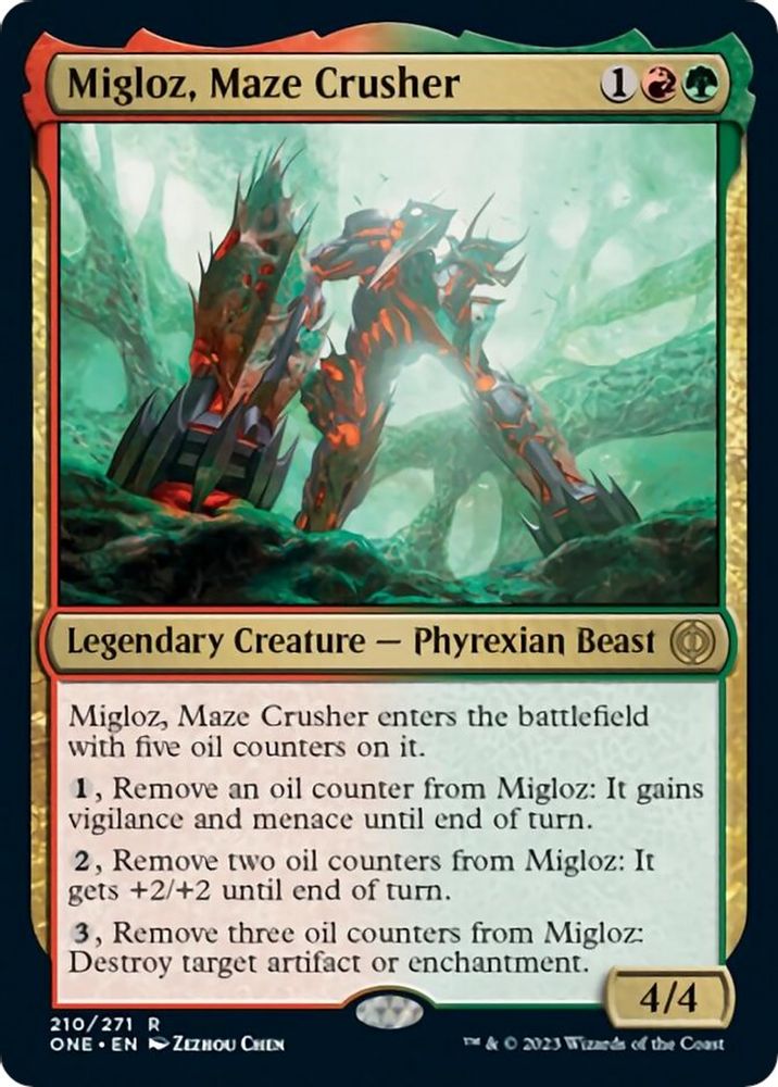 2023 Magic: The Gathering: Phyrexia: All Will Be One (ONE) - Migloz Maze Crusher (#210, Rare) (Foil, Near Mint)
