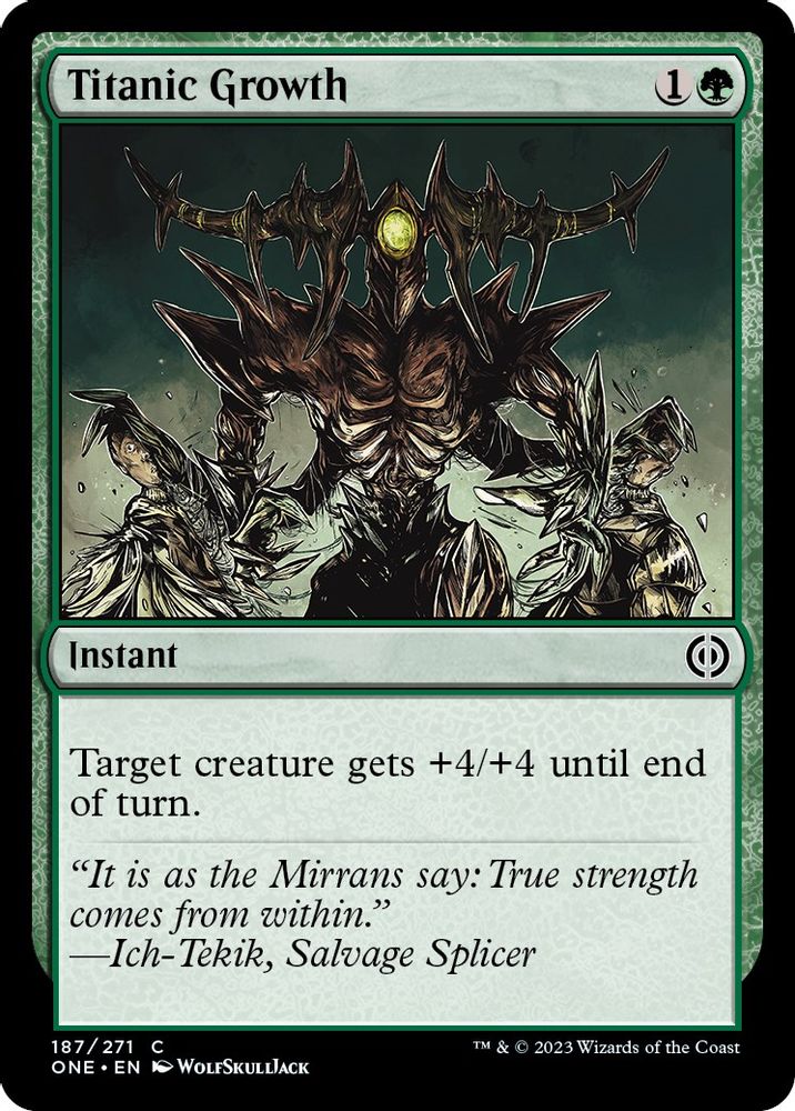 2023 Magic: The Gathering: Phyrexia: All Will Be One (ONE) - Titanic Growth (#187, Common) (, Near Mint)