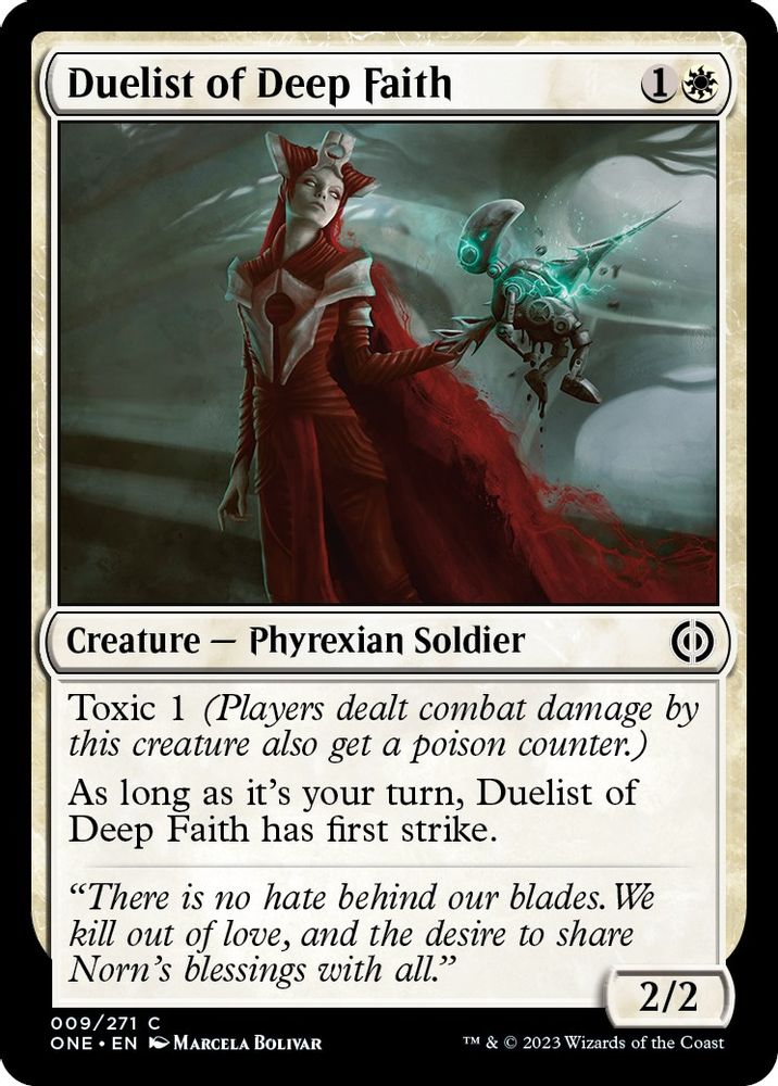 2023 Magic: The Gathering: Phyrexia: All Will Be One (ONE) - Duelist of Deep Faith (#9, Common) (, Near Mint)