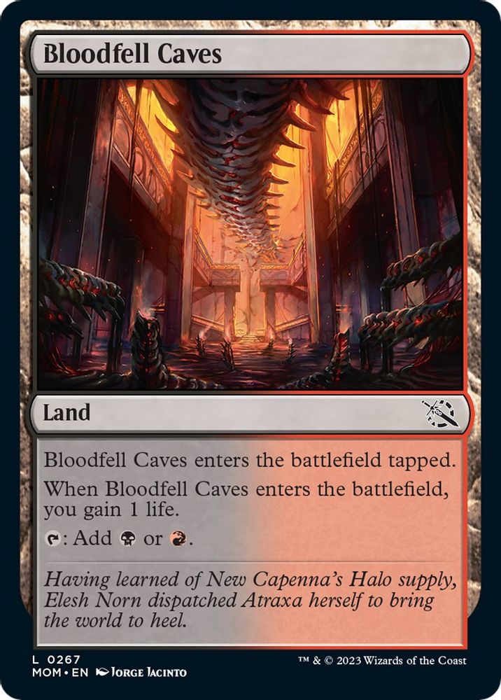 2023 Magic: The Gathering: March of the Machine (MOM) - Bloodfell Caves (#267, Common) (, Near Mint)