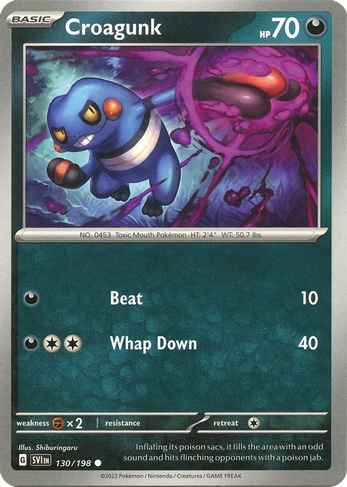 2023 Pokemon: SV01: Scarlet & Violet Base Set (SVI) - Croagunk (#130/198, Common) (Reverse Holofoil, Near Mint)