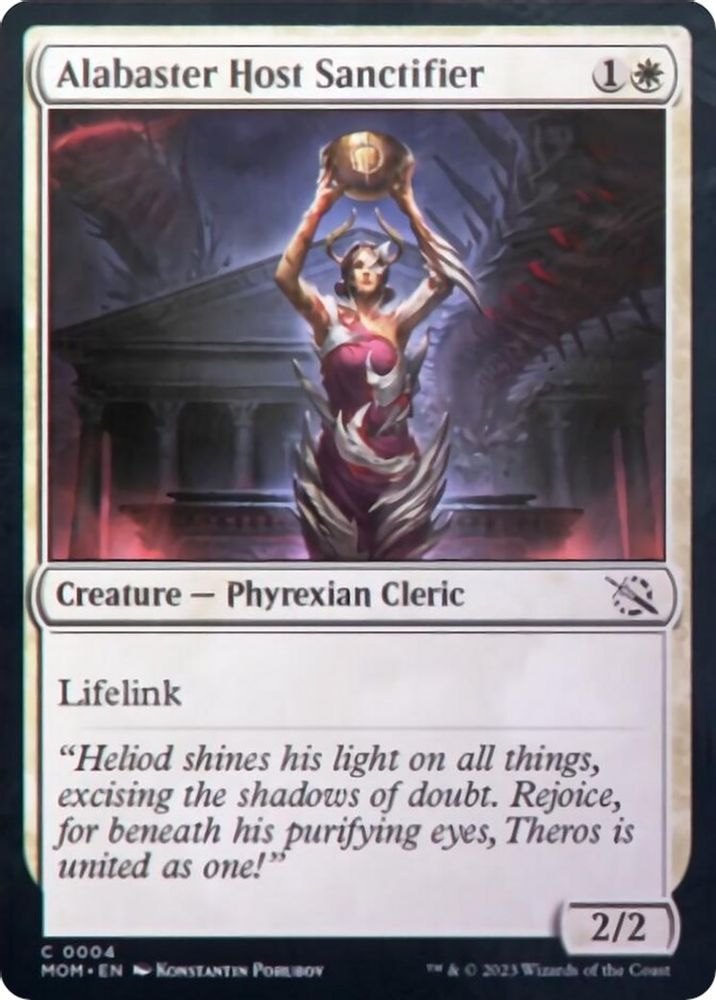 2023 Magic: The Gathering: March of the Machine (MOM) - Alabaster Host Sanctifier (#4, Common) (, Near Mint)