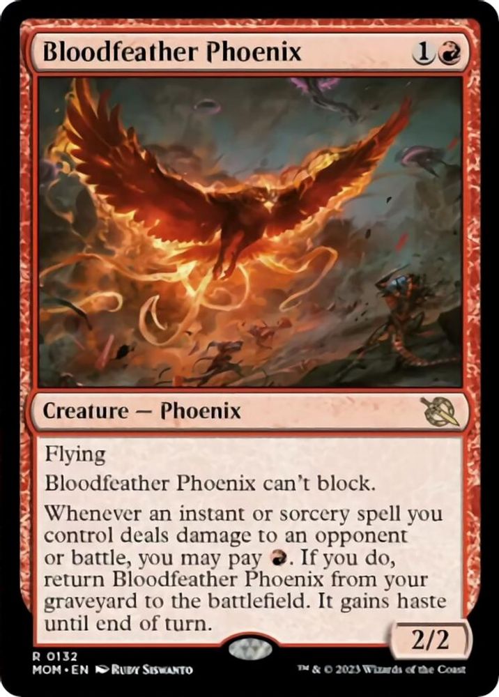 2023 Magic: The Gathering: March of the Machine (MOM) - Bloodfeather Phoenix (#132, Rare) (, Near Mint)
