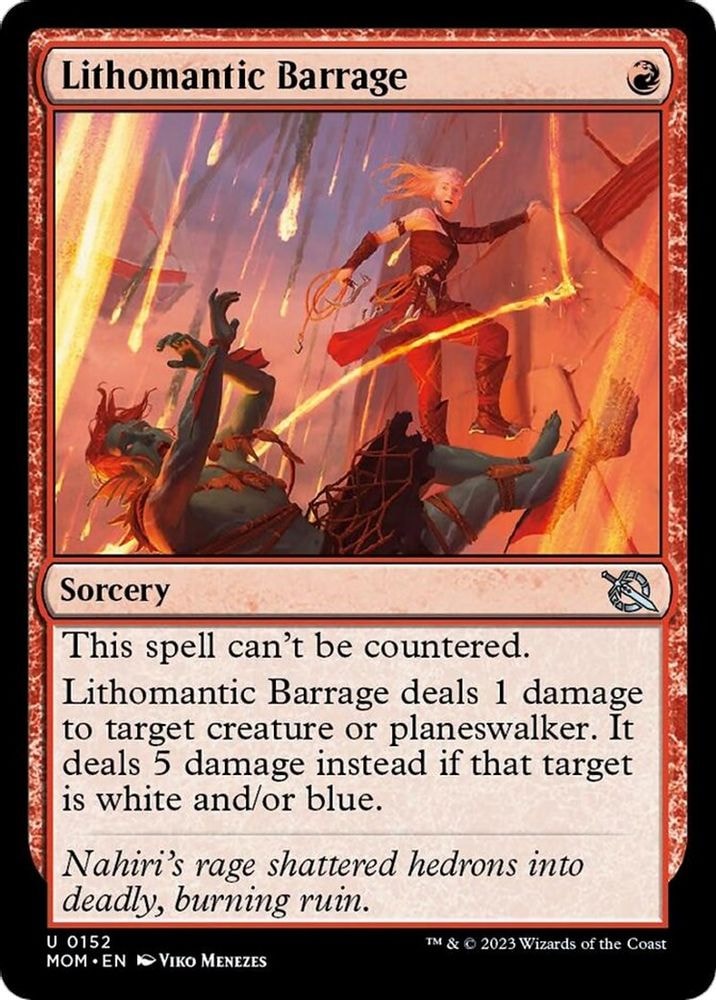 2023 Magic: The Gathering: March of the Machine (MOM) - Lithomantic Barrage (#152, Uncommon)