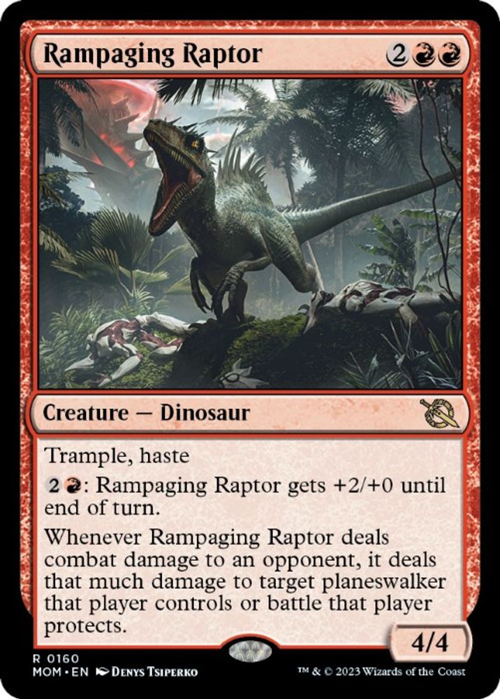2023 Magic: The Gathering: March of the Machine (MOM) - Rampaging Raptor (#160, Rare) (, Near Mint)