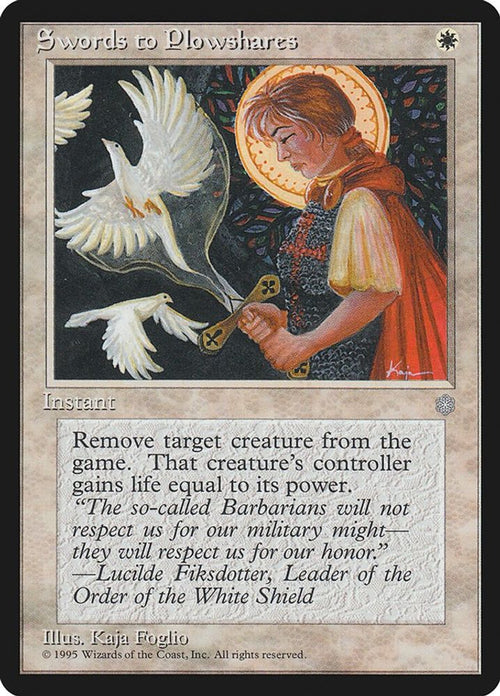 1995 Magic: The Gathering: Ice Age (ICE) - Swords to Plowshares (#54, Uncommon) (, Heavily Played)