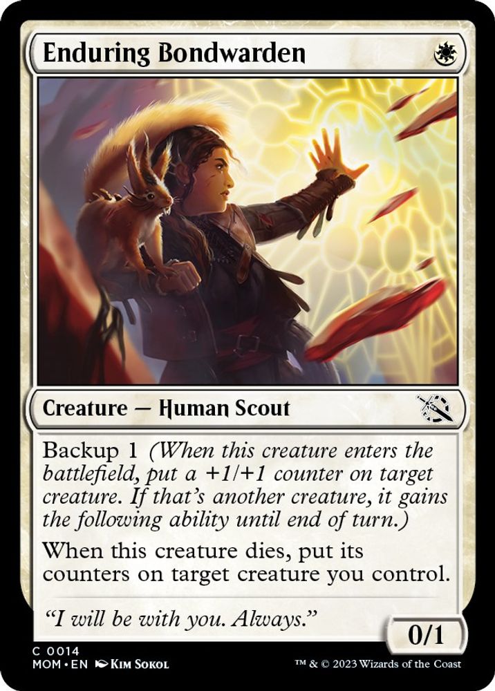2023 Magic: The Gathering: March of the Machine (MOM) - Enduring Bondwarden (#14, Common)