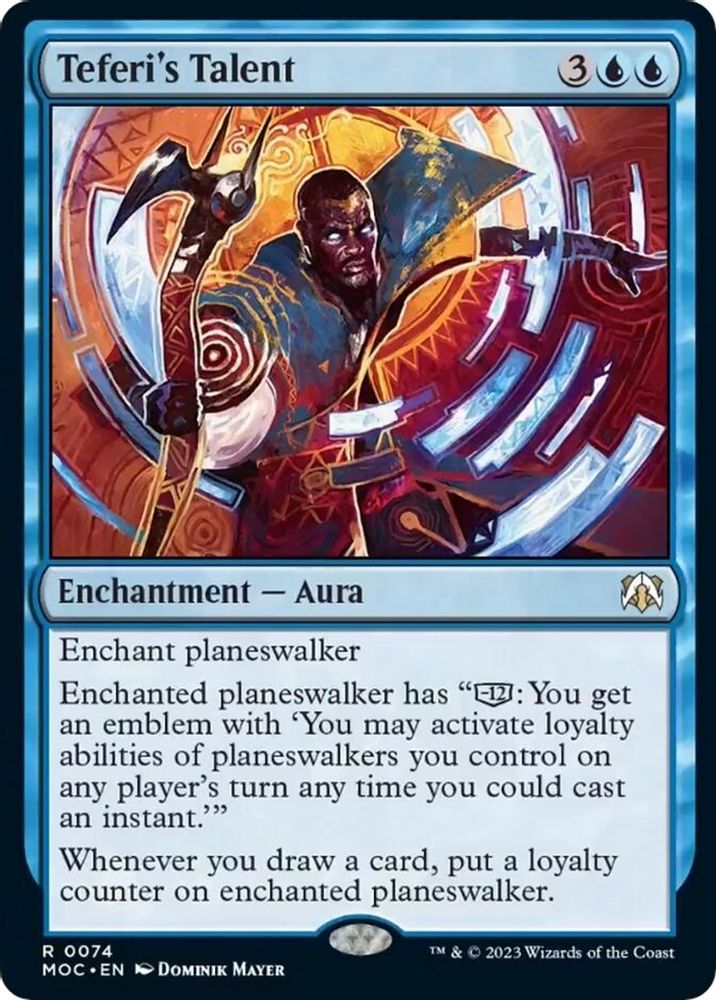 2023 Magic: The Gathering: Commander: March of the Machine (MOC) - Teferi's Talent (#74, Rare) (, Near Mint)