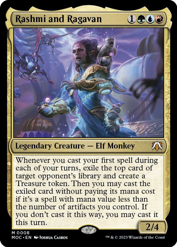 2023 Magic: The Gathering: Commander: March of the Machine (MOC) - Rashmi and Ragavan (#8, Mythic Rare) (, Near Mint)