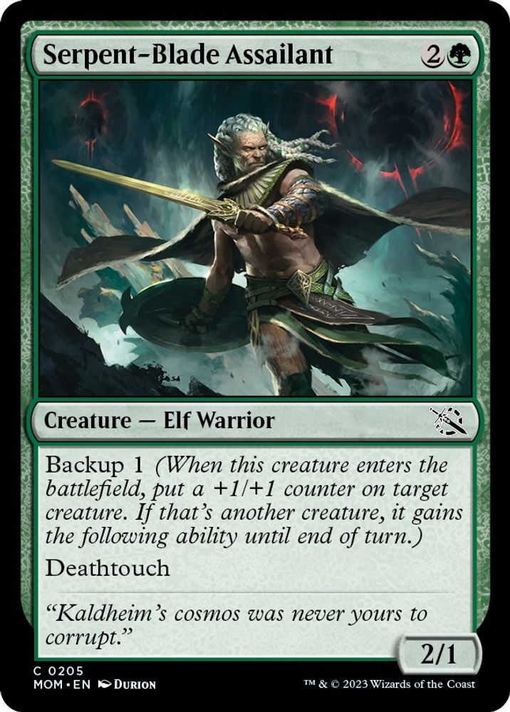 2023 Magic: The Gathering: March of the Machine (MOM) - Serpent Blade Assailant (#205, Common) (, Near Mint)