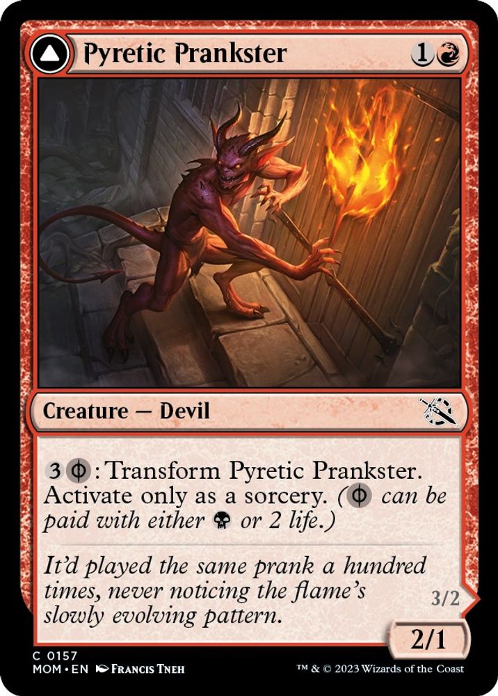 2023 Magic: The Gathering: March of the Machine (MOM) - Pyretic Prankster (#157, Common) (, Near Mint)