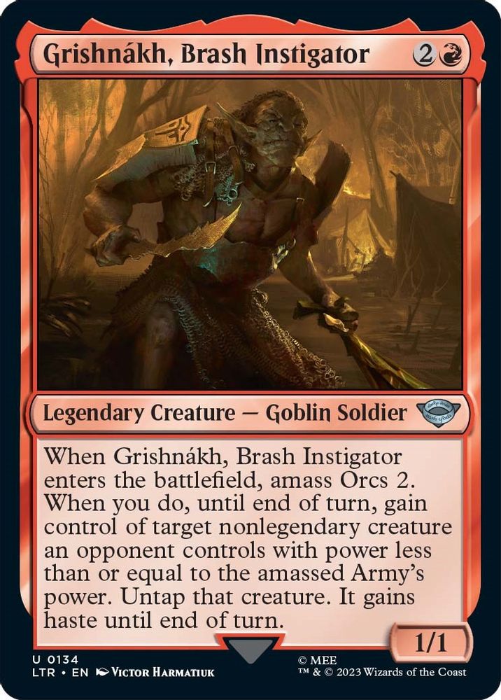 2023 Magic: The Gathering: Universes Beyond: The Lord of the Rings: Tales of Middle-earth (LTR) - Grishnakh Brash Instigator (#134, Uncommon) (, Near Mint)