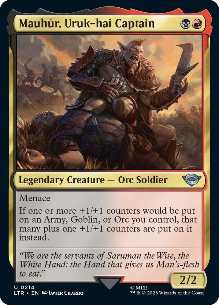 2023 Magic: The Gathering: Universes Beyond: The Lord of the Rings: Tales of Middle-earth (LTR) - Mauhur Uruk hai Captain (#214, Uncommon) (, Near Mint)