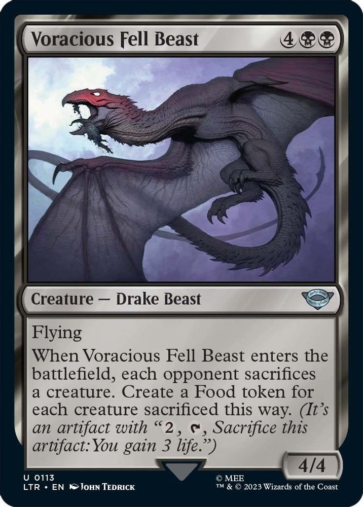 2023 Magic: The Gathering: Universes Beyond: The Lord of the Rings: Tales of Middle-earth (LTR) - Voracious Fell Beast (#113, Uncommon) (, Near Mint)