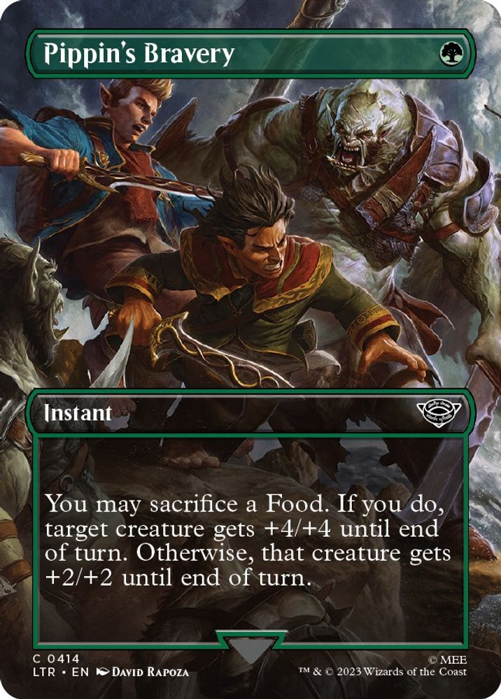 2023 Magic: The Gathering: Universes Beyond: The Lord of the Rings: Tales of Middle-earth (LTR) - Pippins Bravery Borderless (#414, Common)