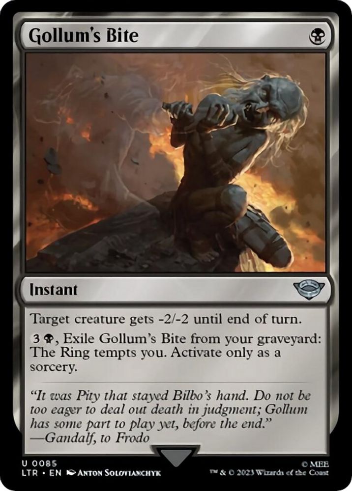 2023 Magic: The Gathering: Universes Beyond: The Lord of the Rings: Tales of Middle-earth (LTR) - Gollums Bite (#85, Uncommon) (, Near Mint)