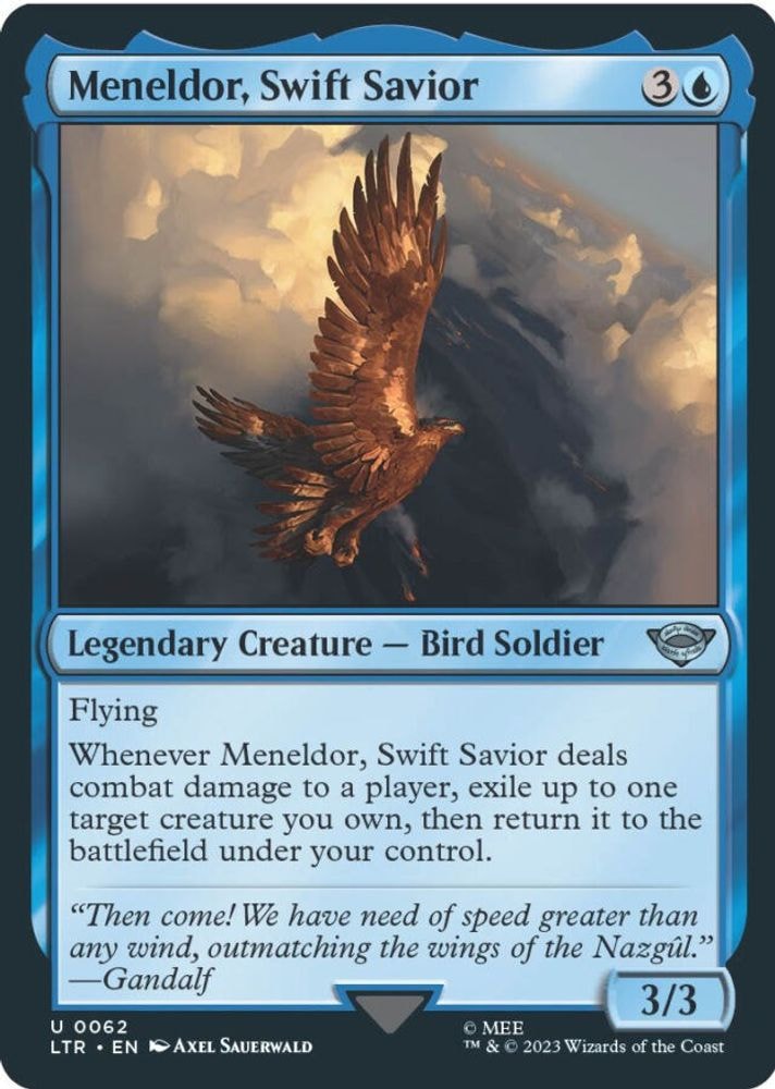 2023 Magic: The Gathering: Universes Beyond: The Lord of the Rings: Tales of Middle-earth (LTR) - Meneldor Swift Savior (#62, Uncommon) (, Near Mint)