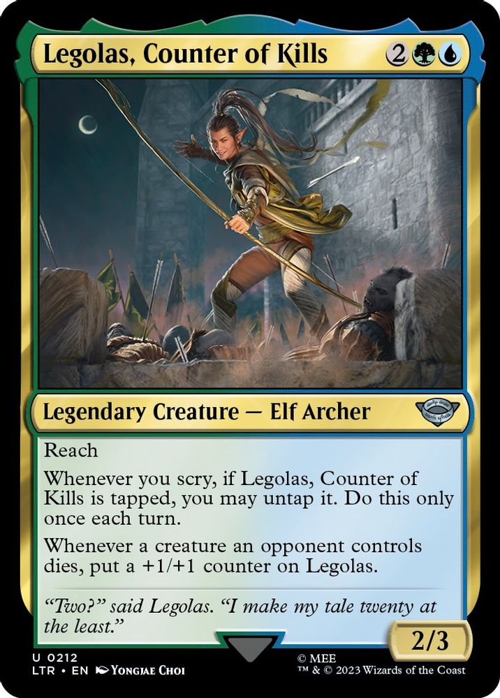 2023 Magic: The Gathering: Universes Beyond: The Lord of the Rings: Tales of Middle-earth (LTR) - Legolas Counter of Kills (#212, Uncommon) (, Near Mint)