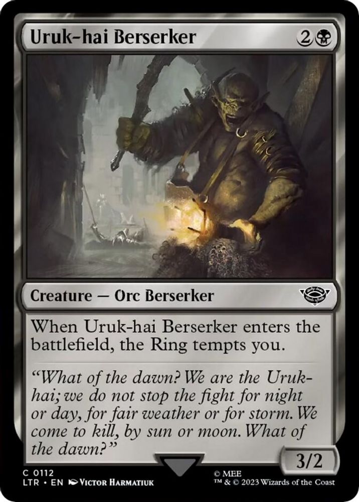 2023 Magic: The Gathering: Universes Beyond: The Lord of the Rings: Tales of Middle-earth (LTR) - Uruk hai Berserker (#112, Common) (, Near Mint)