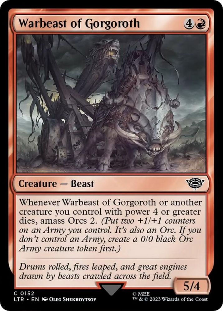 2023 Magic: The Gathering: Universes Beyond: The Lord of the Rings: Tales of Middle-earth (LTR) - Warbeast of Gorgoroth (#152, Common) (, Near Mint)