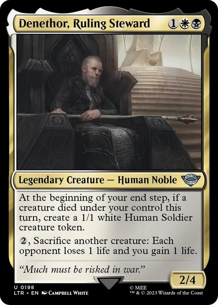 2023 Magic: The Gathering: Universes Beyond: The Lord of the Rings: Tales of Middle-earth (LTR) - Denethor Ruling Steward (#198, Uncommon) (, Near Mint)