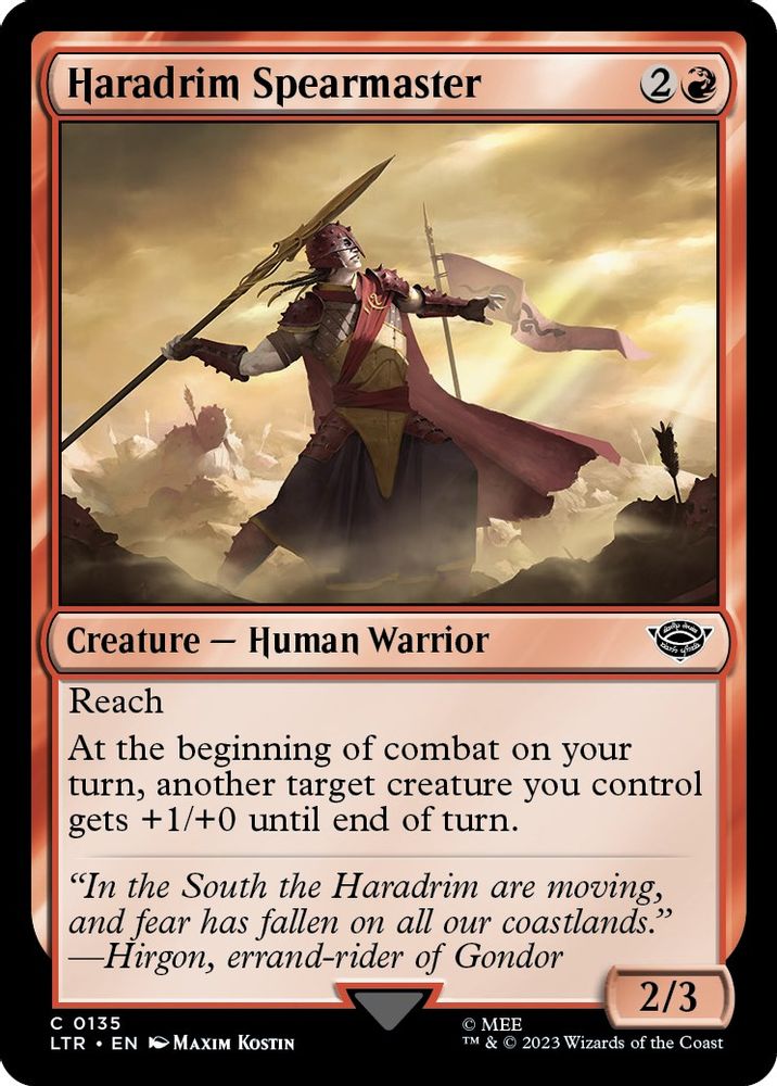 2023 Magic: The Gathering: Universes Beyond: The Lord of the Rings: Tales of Middle-earth (LTR) - Haradrim Spearmaster (#135, Common) (, Near Mint)