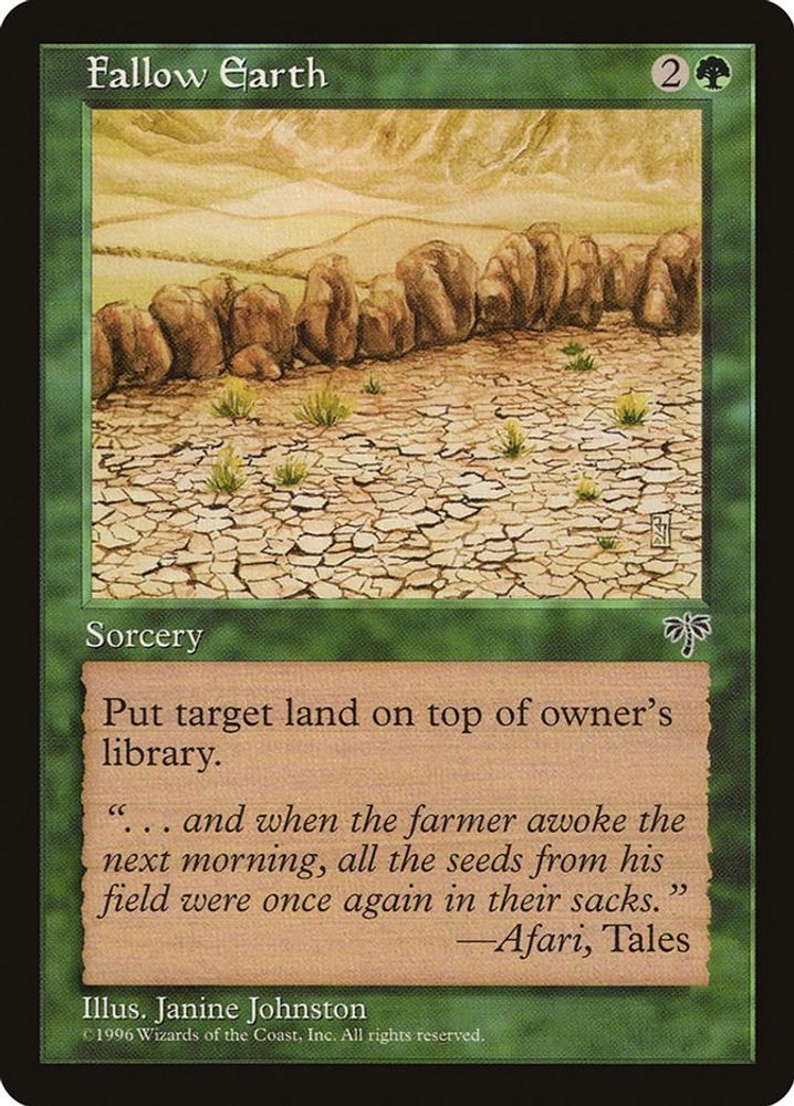 1996 Magic: The Gathering: Mirage (MIR) - Fallow Earth (#214, Uncommon) (, Near Mint)