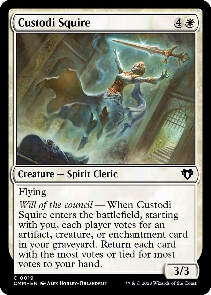 2023 Magic: The Gathering: Commander Masters (CMM) - Custodi Squire (#19, Common) (, Near Mint)