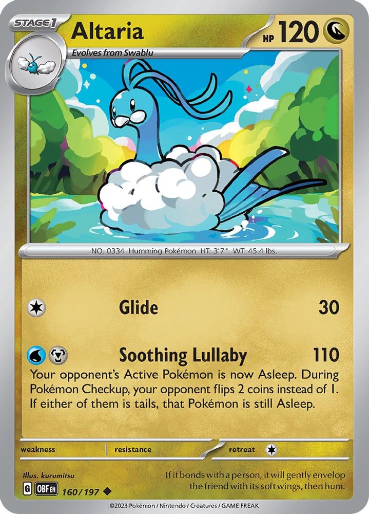 2023 Pokemon: SV03: Obsidian Flames (OBF) - Altaria (#160/197, Uncommon) (, Near Mint)