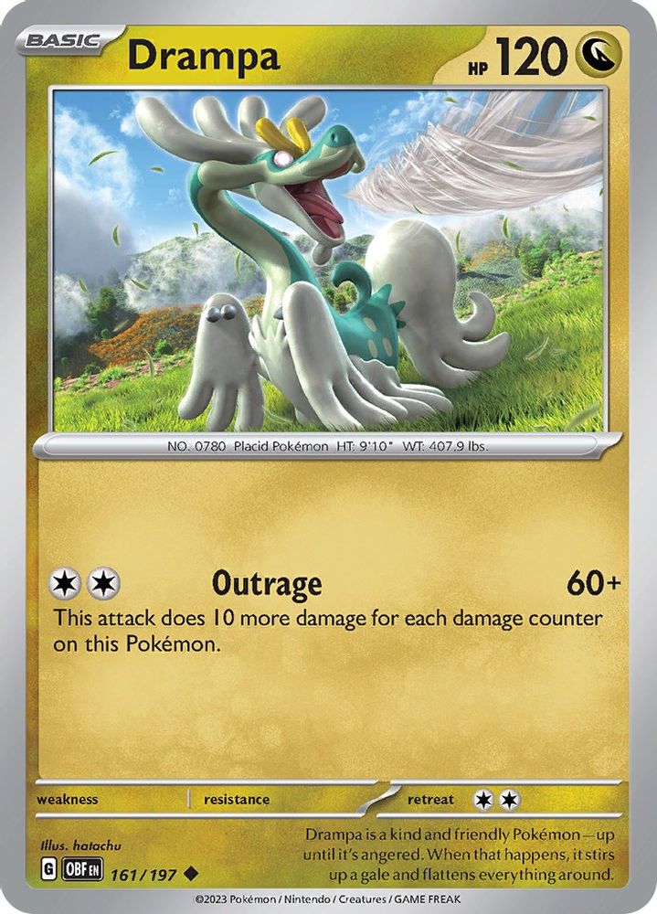 2023 Pokemon: SV03: Obsidian Flames (OBF) - Drampa (#161/197, Uncommon) (, Near Mint)