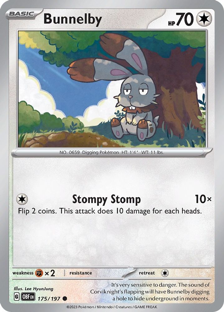 2023 Pokemon: SV03: Obsidian Flames (OBF) - Bunnelby (#175/197, Common) (, Near Mint)