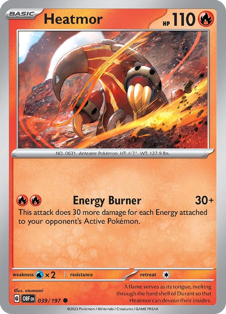 2023 Pokemon: SV03: Obsidian Flames (OBF) - Heatmor (#039/197, Common) (, Near Mint)